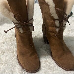 UGG Women's Tan Suede Shearling Boots 6.5